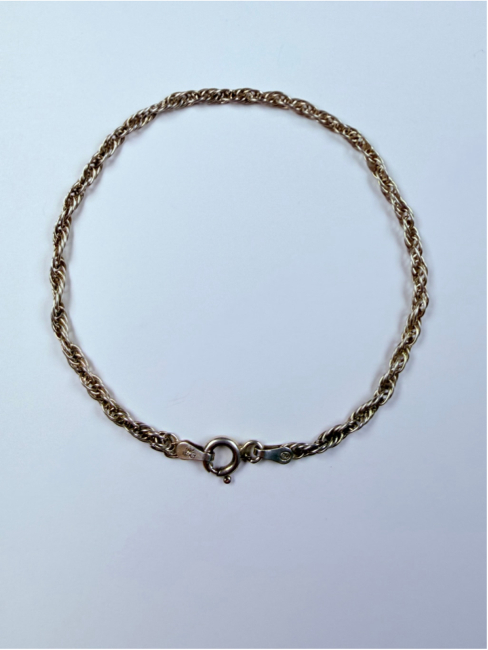 Woven Rope Link Chain 925 Sterling Silver 2.5MM Vintage Bracelet Italy